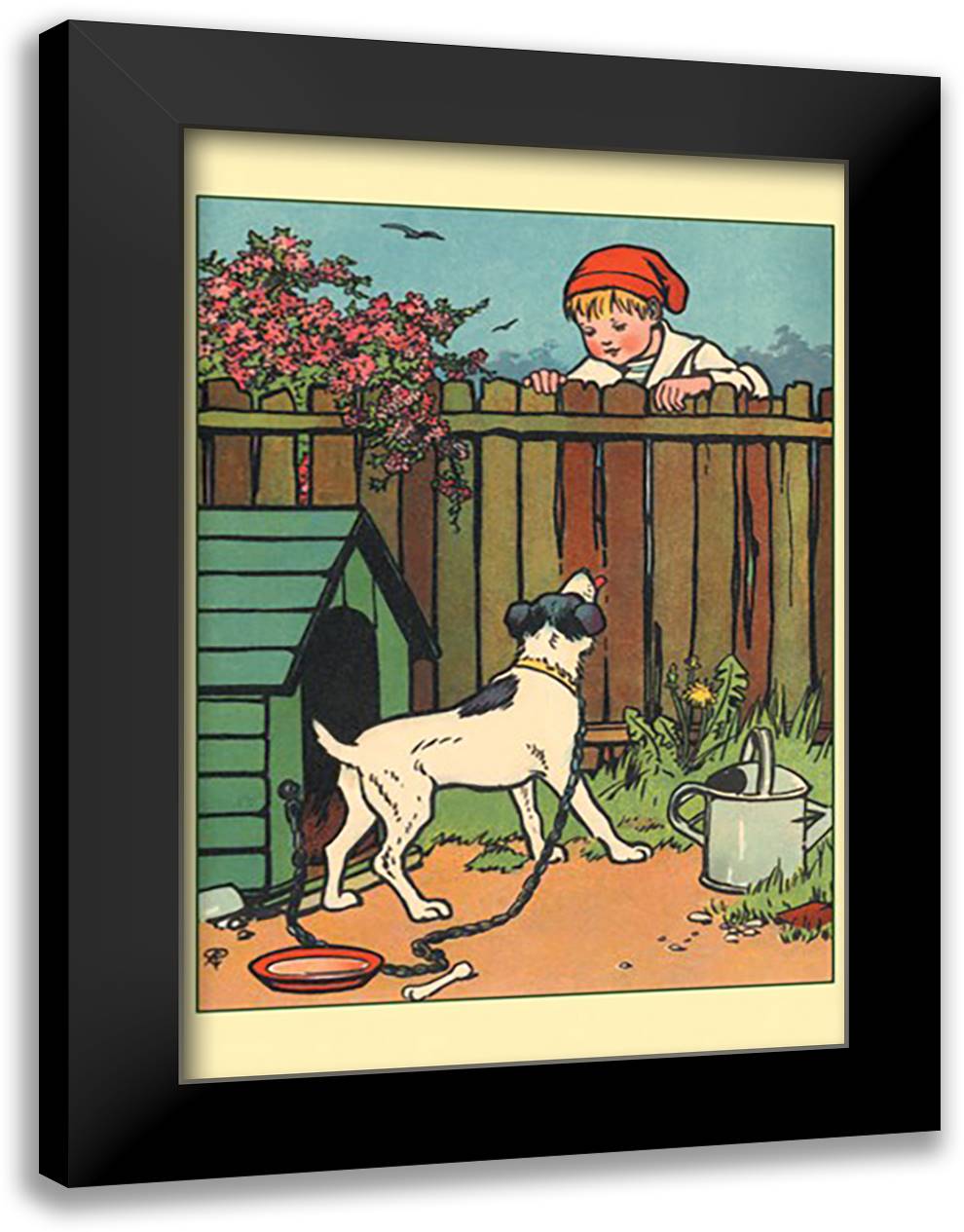 Charlie and Nipper 16x22 Black Modern Wood Framed Art Print Poster