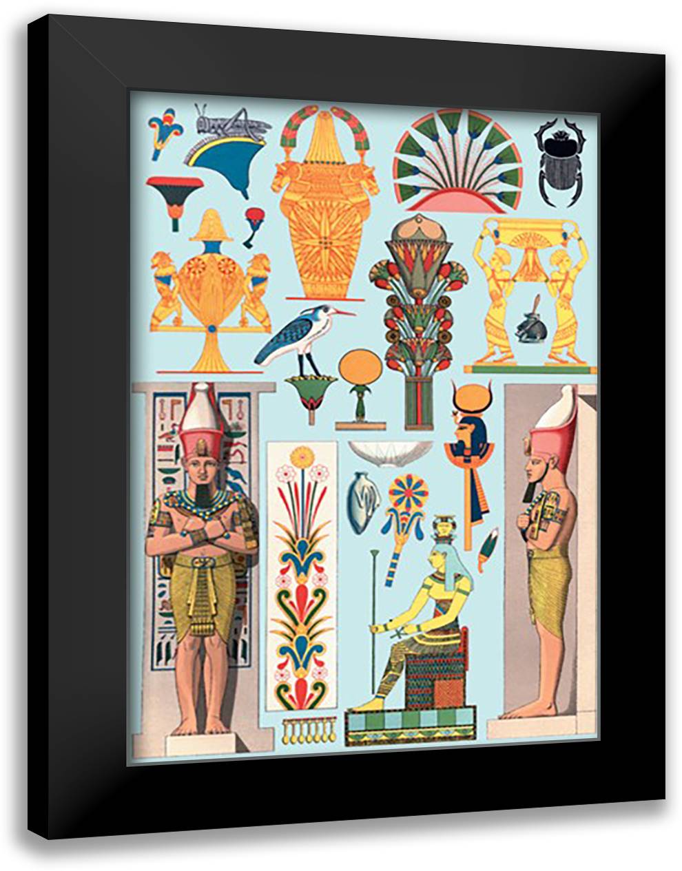 Egyptian Design #1 16x22 Black Modern Wood Framed Art Print Poster by Racinet, Auguste