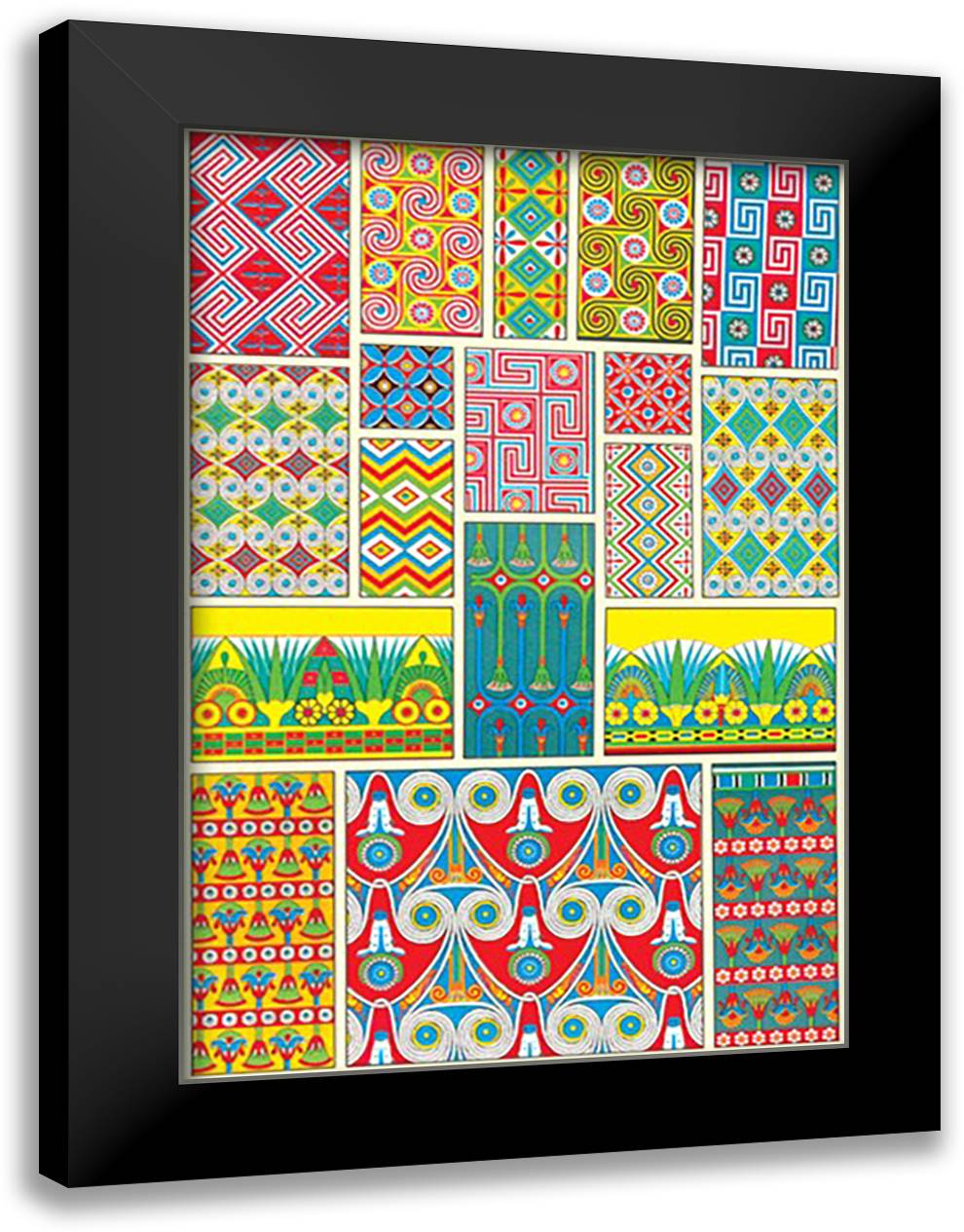 Egyptian Design #2 16x22 Black Modern Wood Framed Art Print Poster by Racinet, Auguste
