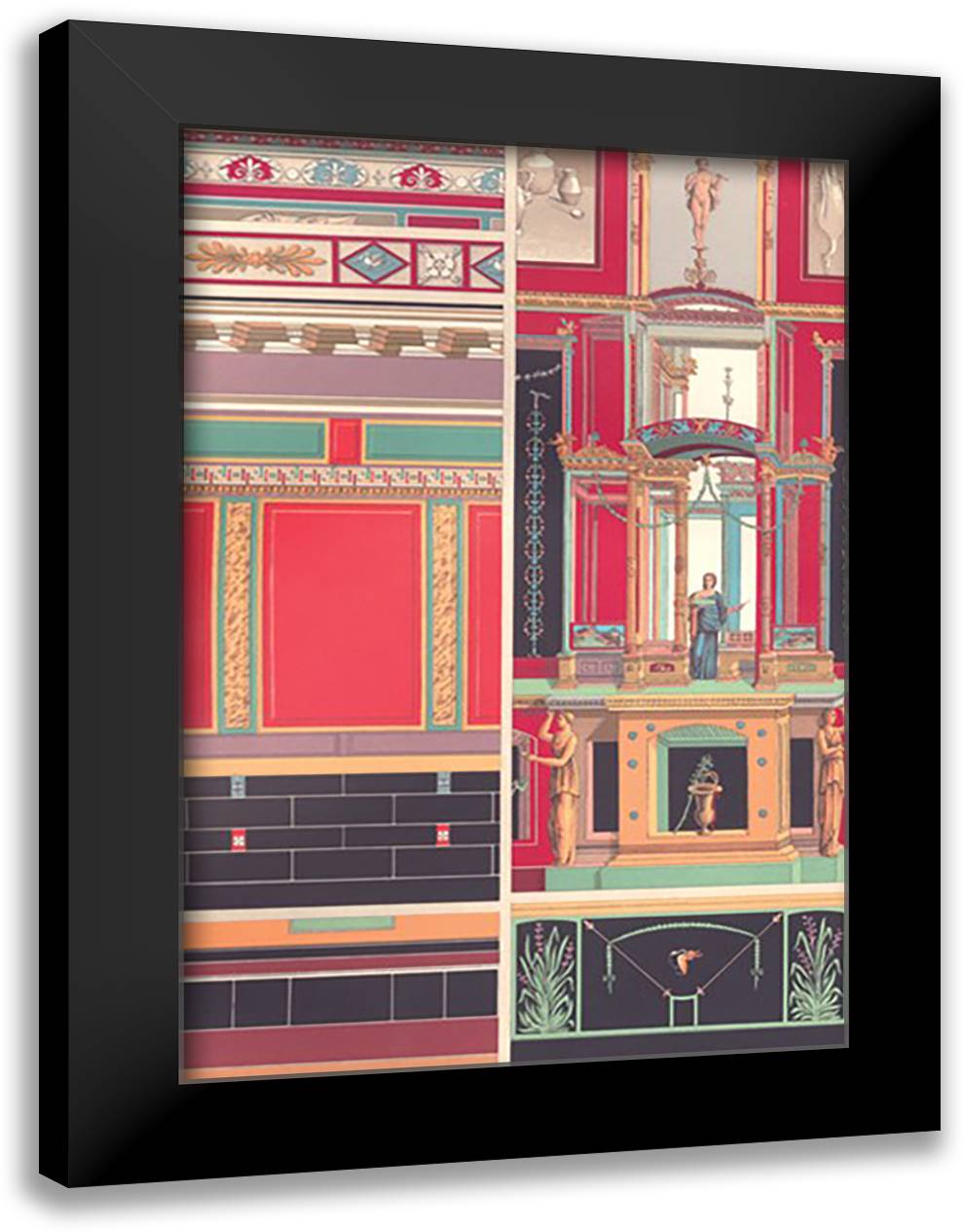 Greco-Roman Design #1 16x22 Black Modern Wood Framed Art Print Poster by Racinet, Auguste
