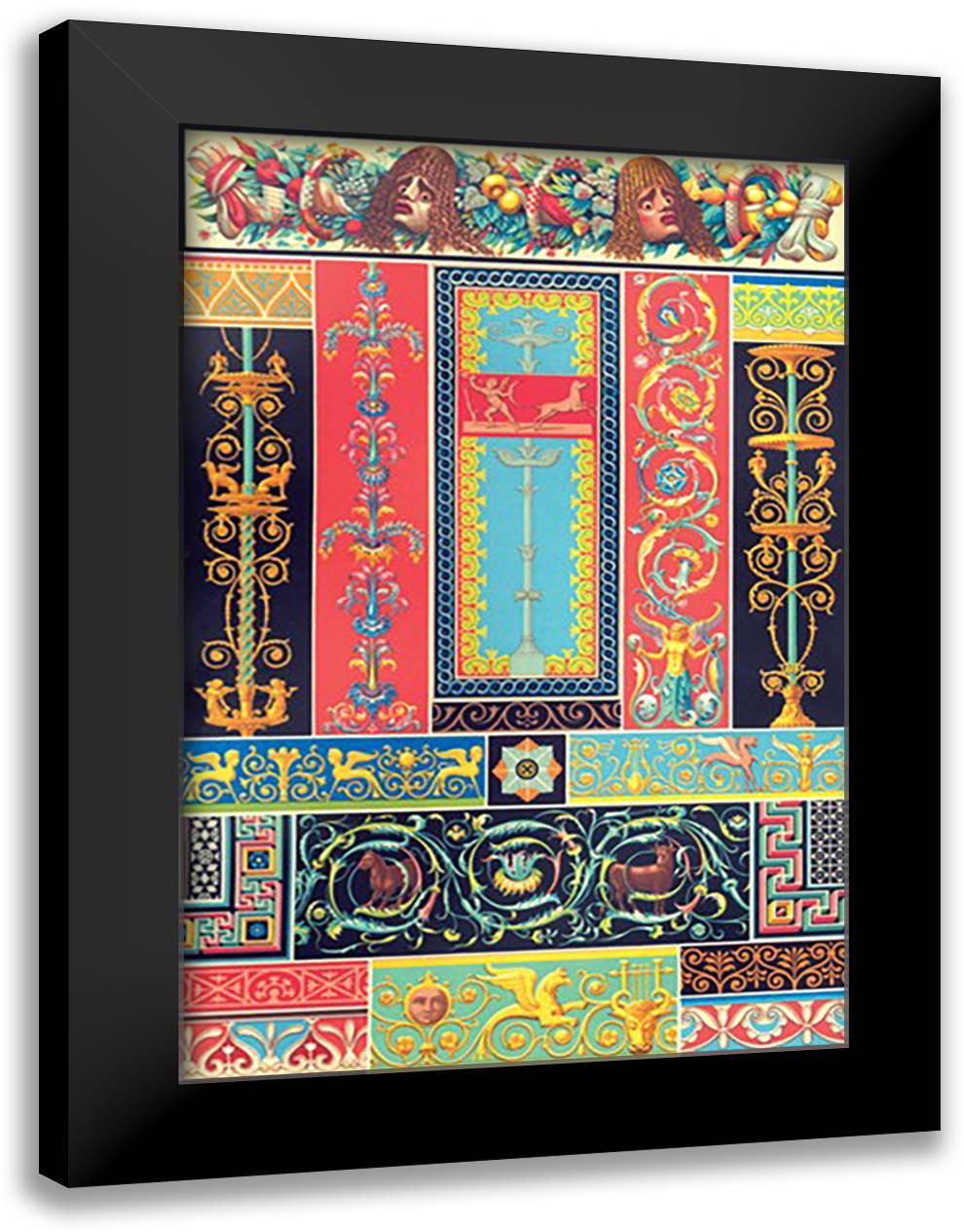 Greco-Roman Design #2 16x22 Black Modern Wood Framed Art Print Poster by Racinet, Auguste