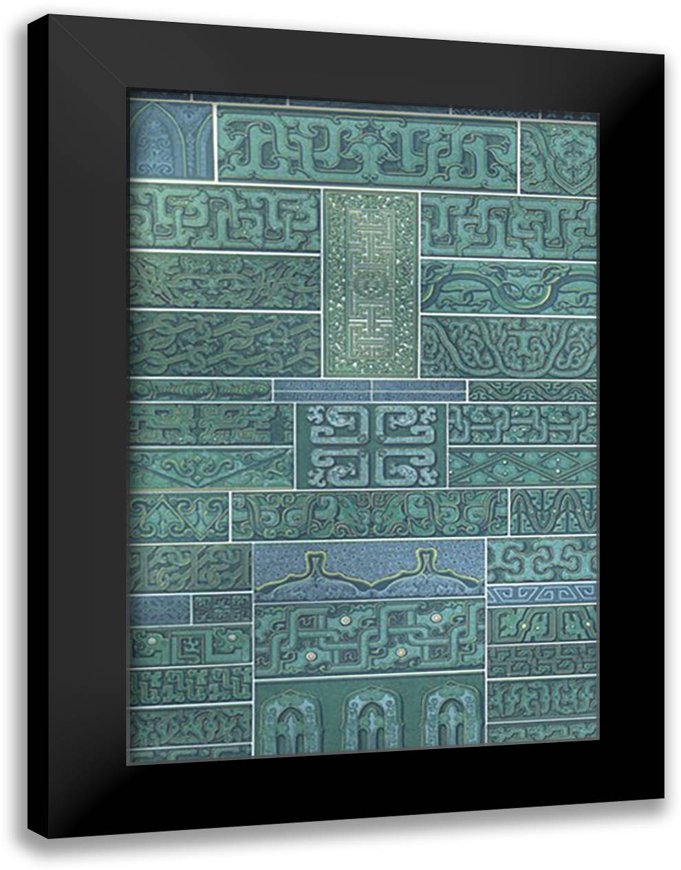 Chinese Design #1 16x22 Black Modern Wood Framed Art Print Poster by Racinet, Auguste