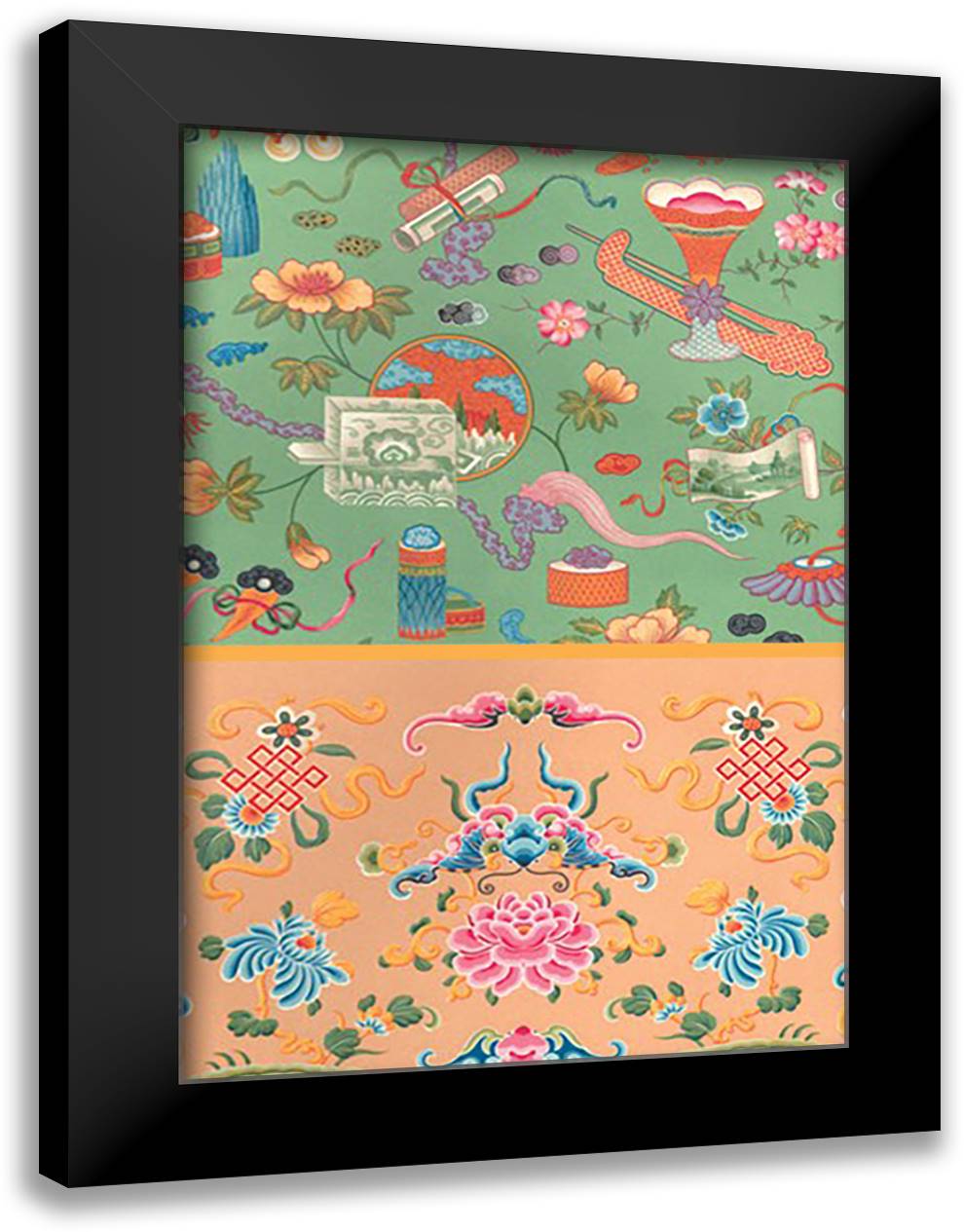 Chinese Design #2 16x22 Black Modern Wood Framed Art Print Poster by Racinet, Auguste