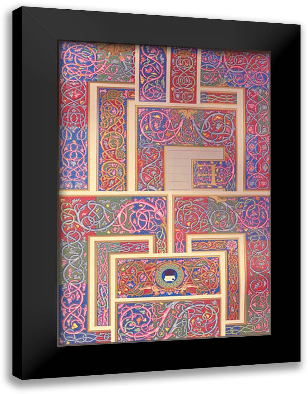 Moyen-Age Design #3 16x22 Black Modern Wood Framed Art Print Poster by Racinet, Auguste