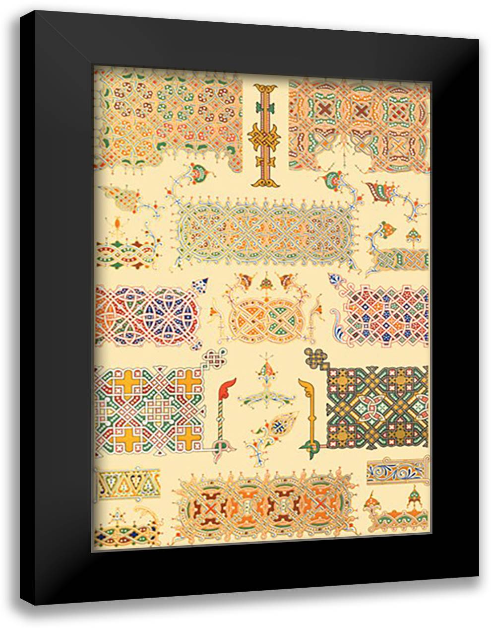 Russian Design #1 16x22 Black Modern Wood Framed Art Print Poster by Racinet, Auguste