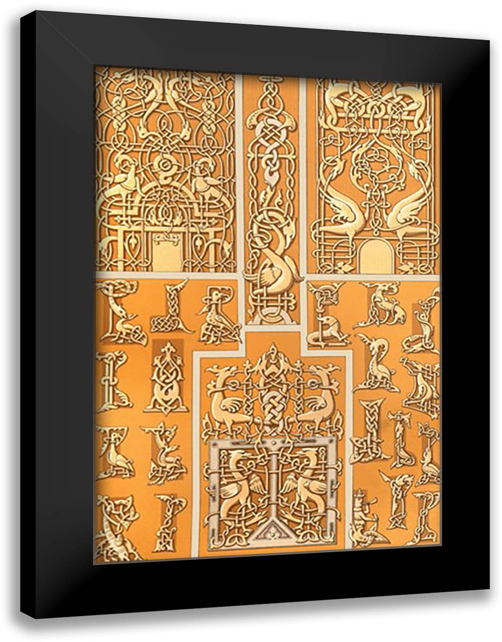 Russian Design #2 16x22 Black Modern Wood Framed Art Print Poster by Racinet, Auguste