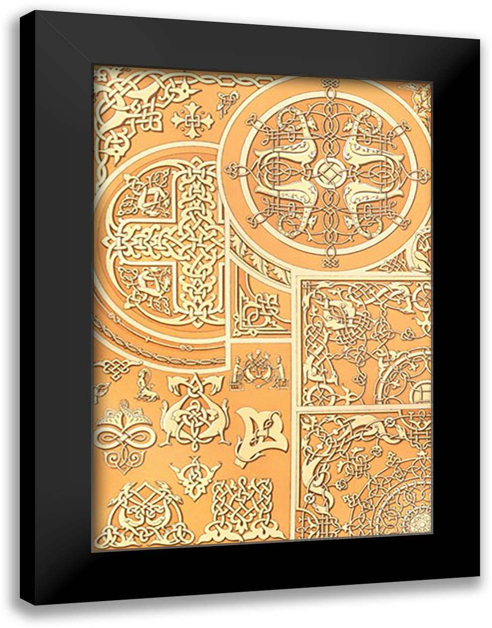 Russian Design #3 16x22 Black Modern Wood Framed Art Print Poster by Racinet, Auguste
