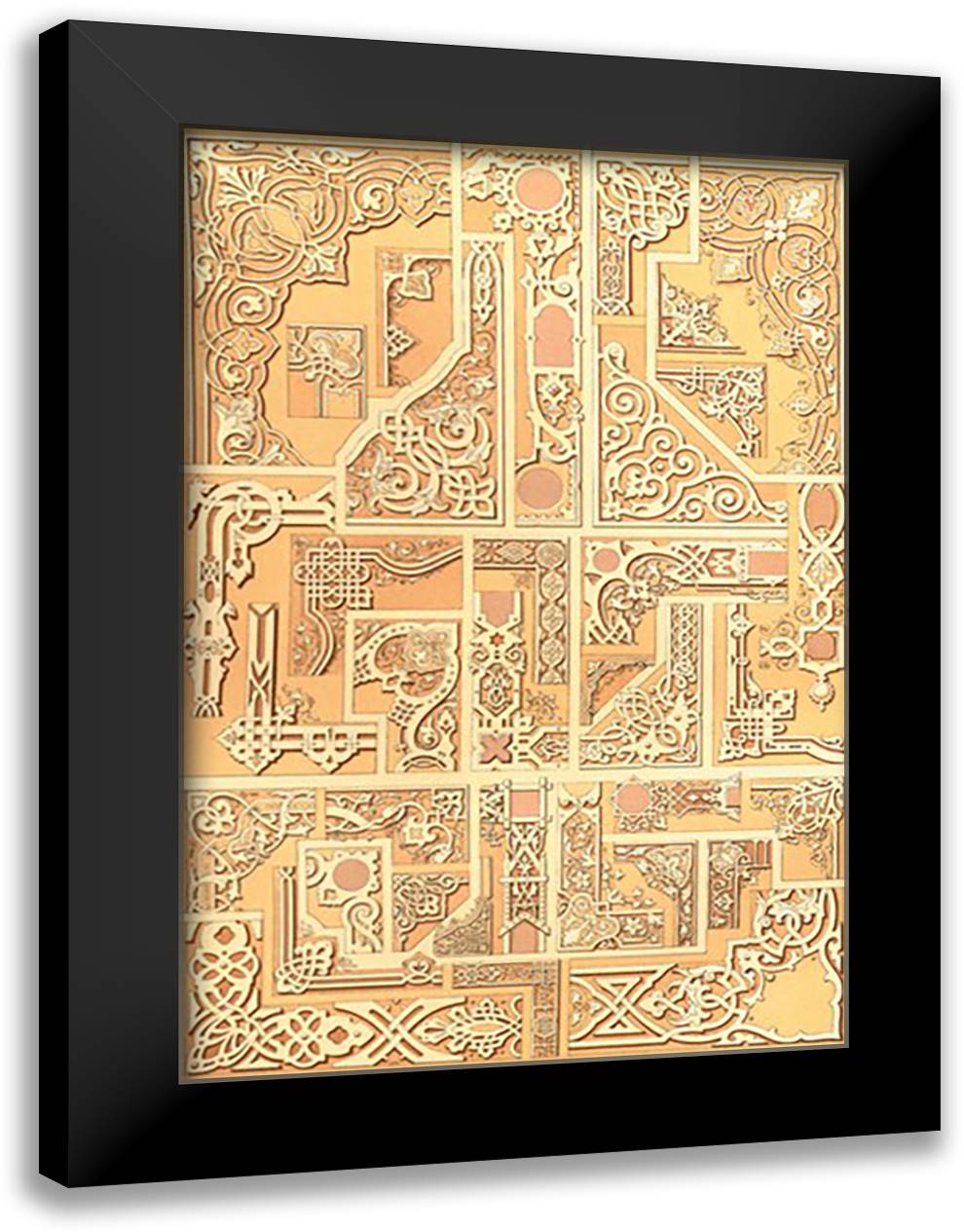 Russian Border Design #3 16x22 Black Modern Wood Framed Art Print Poster by Racinet, Auguste