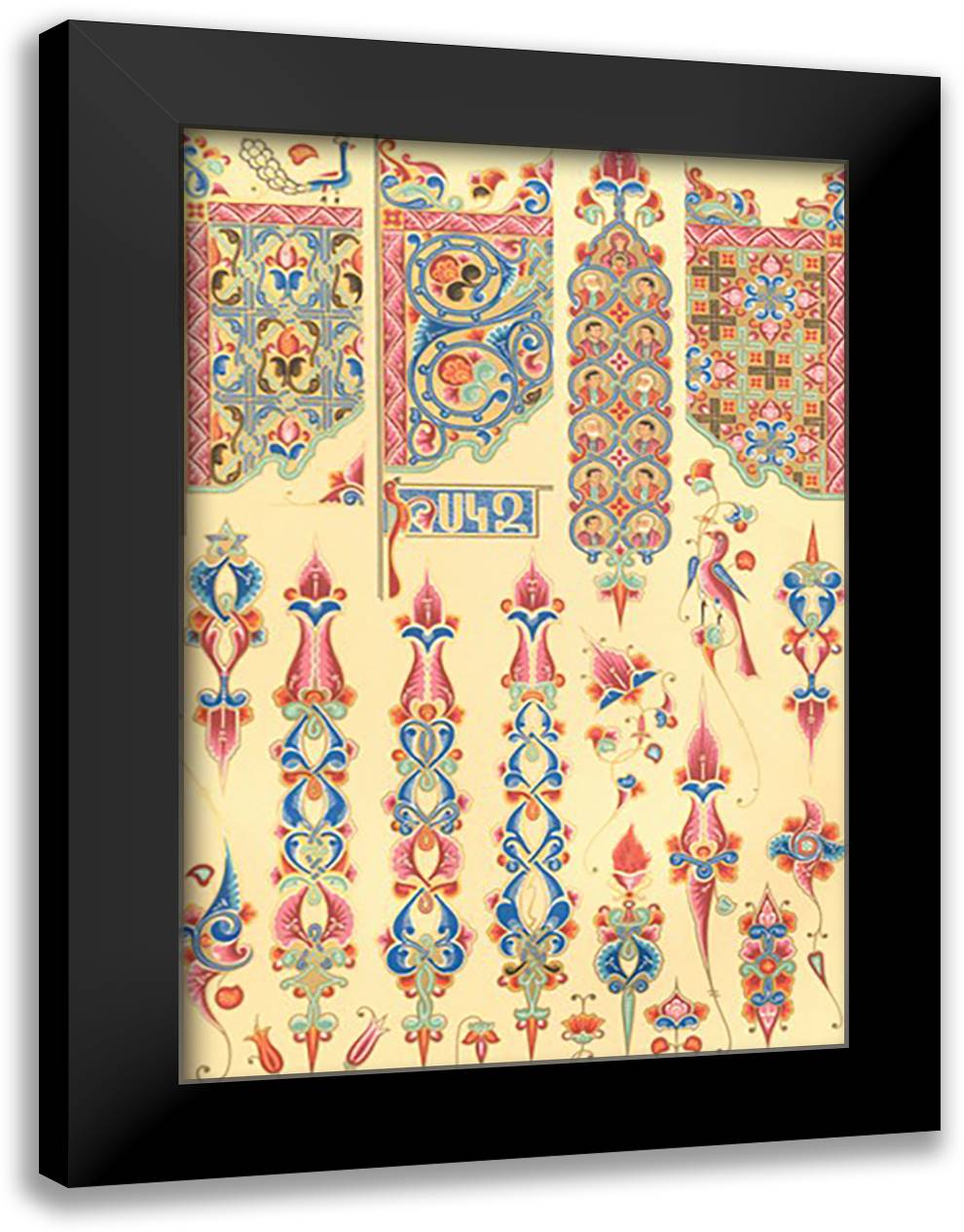 Armenian Design 16x22 Black Modern Wood Framed Art Print Poster by Racinet, Auguste