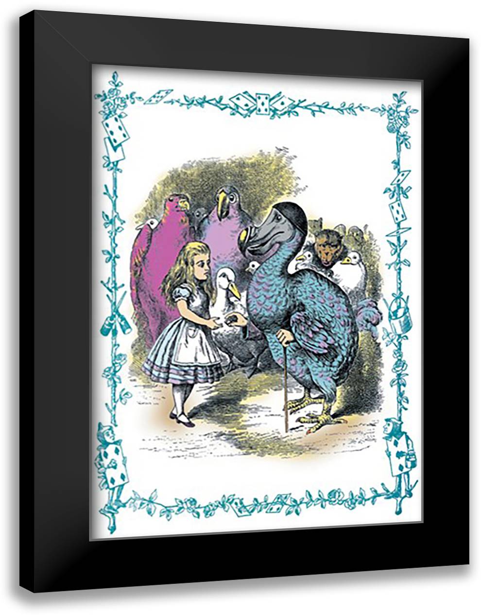 Alice in Wonderland: Dodo Gives Alice a Thimble 16x22 Black Modern Wood Framed Art Print Poster by Tenniel, John