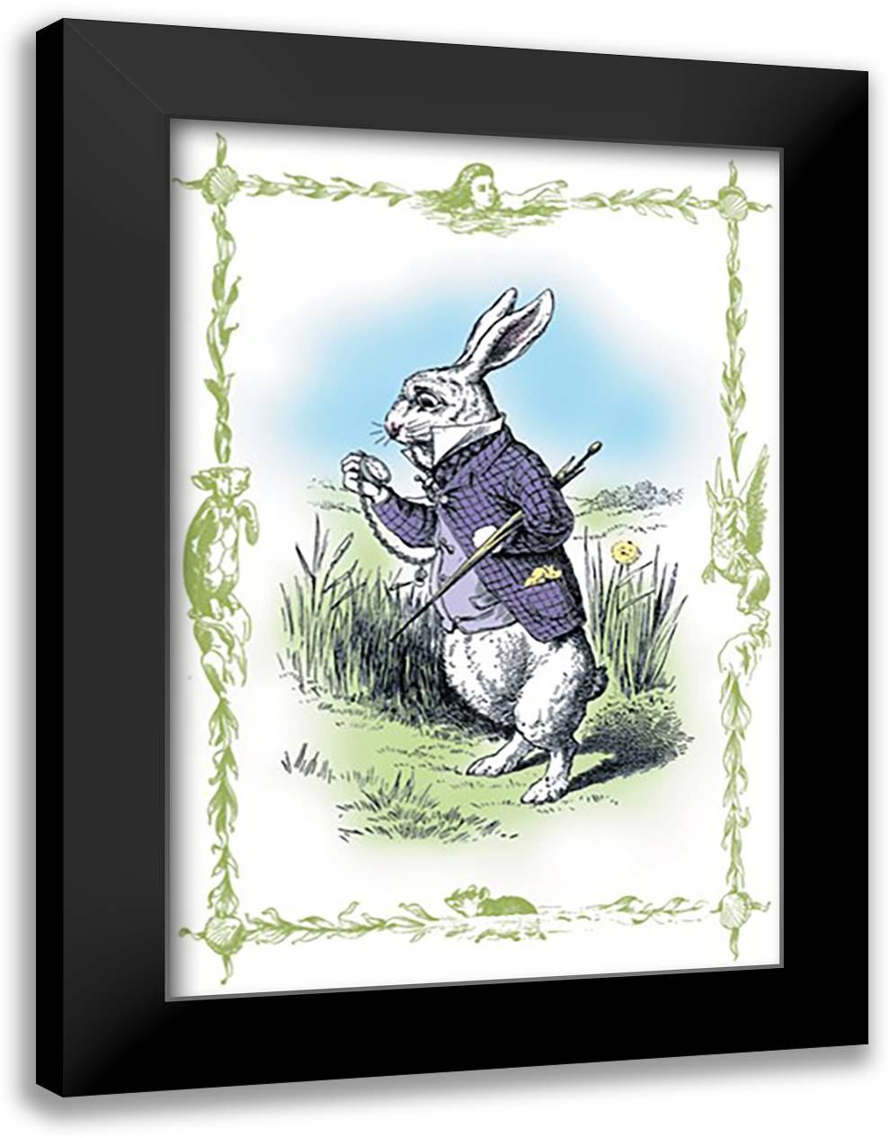 Alice in Wonderland: The White Rabbit 16x22 Black Modern Wood Framed Art Print Poster by Tenniel, John