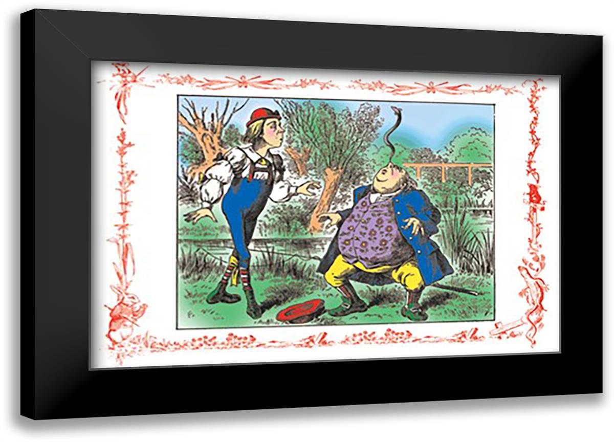 Alice in Wonderland: Father William Balances an Eel 22x16 Black Modern Wood Framed Art Print Poster by Tenniel, John