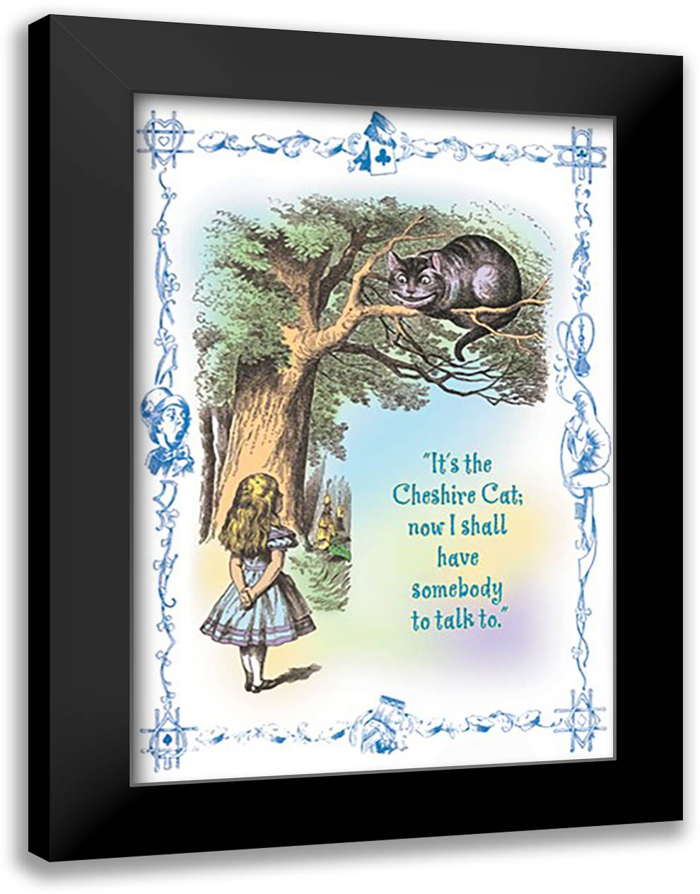 Alice in Wonderland: It's the Cheshire Cat 16x22 Black Modern Wood Framed Art Print Poster by Tenniel, John