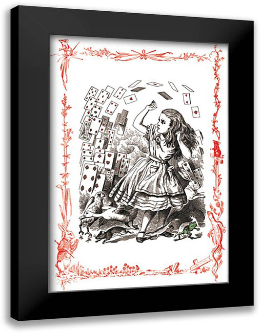 Alice in Wonderland: You're Nothing but a Pack of Cards! 16x22 Black Modern Wood Framed Art Print Poster by Tenniel, John