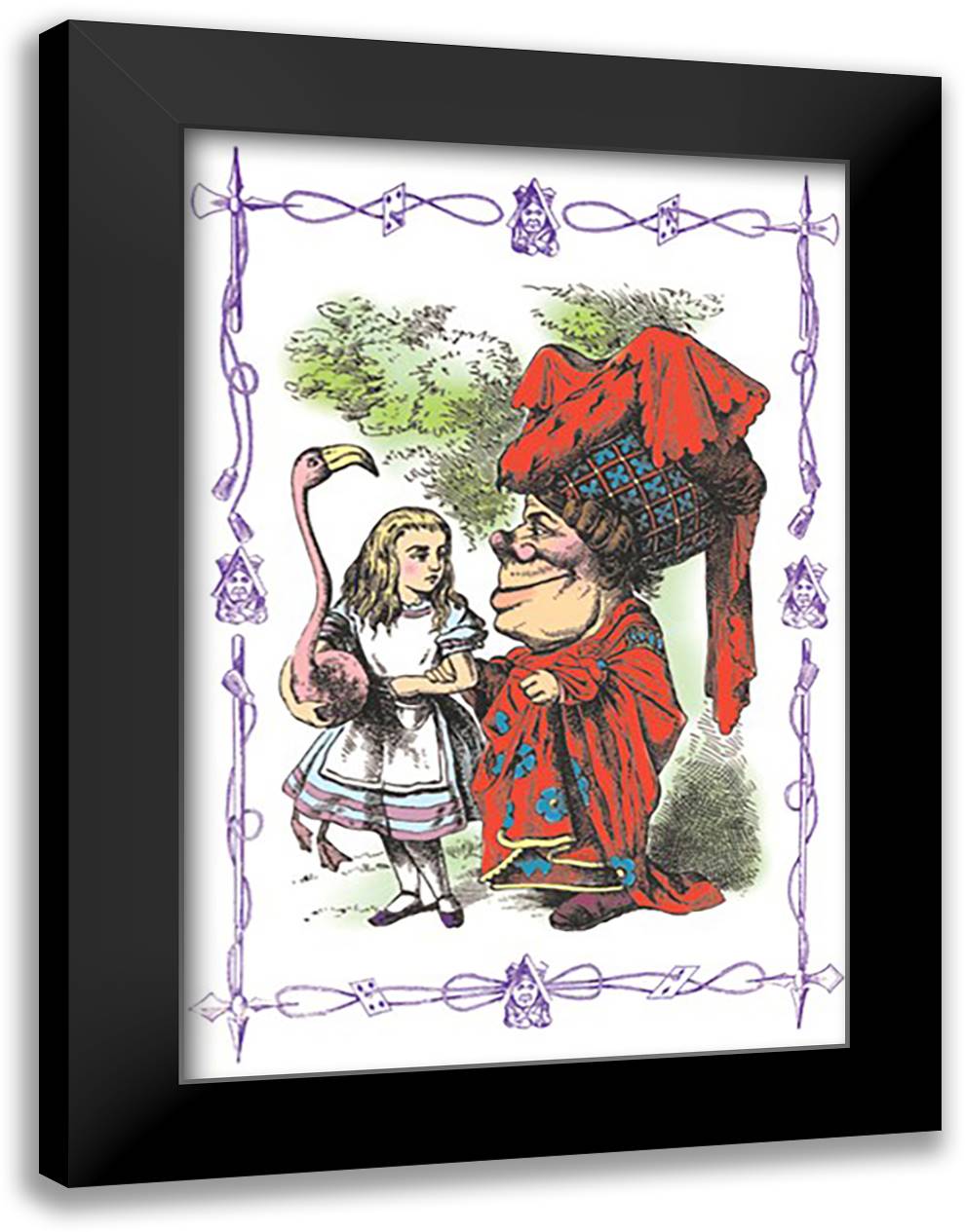 Alice in Wonderland: Alice and the Duchess 16x22 Black Modern Wood Framed Art Print Poster by Tenniel, John