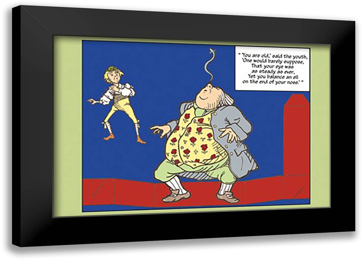 Alice in Wonderland: Father William Balances an Eel - Cutout 22x16 Black Modern Wood Framed Art Print Poster by Tenniel, John