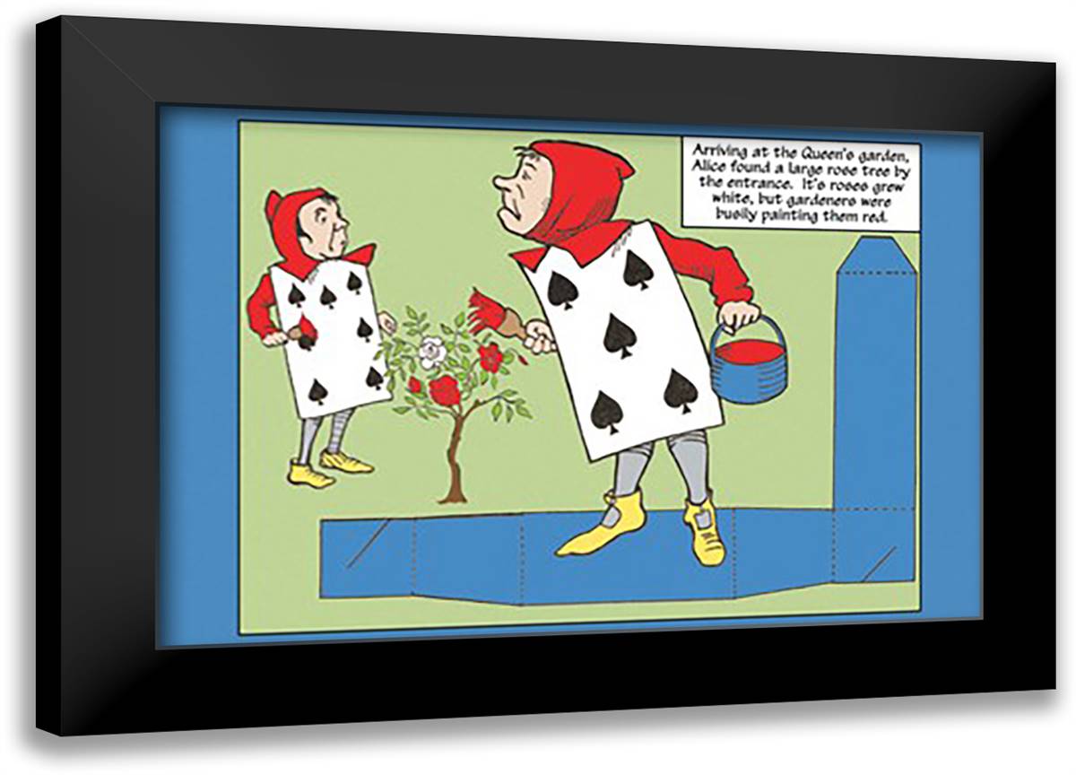 Alice in Wonderland: The Gardeners 22x16 Black Modern Wood Framed Art Print Poster by Tenniel, John