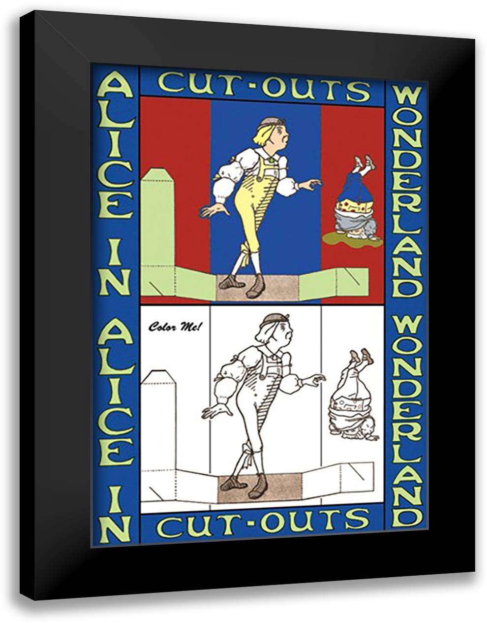Alice in Wonderland: Young Man and Father William - Color Me! 16x22 Black Modern Wood Framed Art Print Poster by Tenniel, John