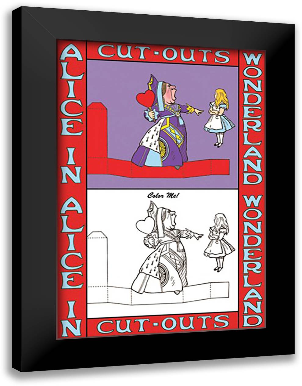 Alice in Wonderland: Queen of Hearts - Color Me! 16x22 Black Modern Wood Framed Art Print Poster by Tenniel, John