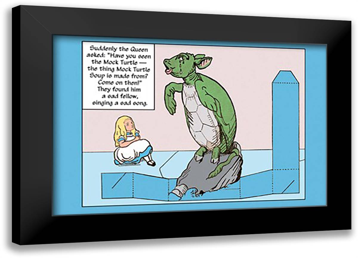 Alice in Wonderland: Alice and the Mock Turtle 22x16 Black Modern Wood Framed Art Print Poster by Tenniel, John