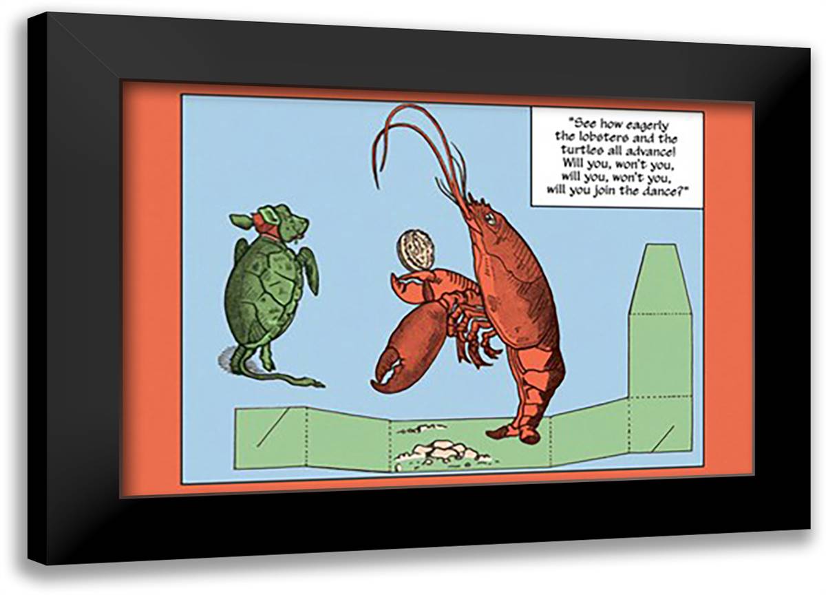 Alice in Wonderland: The Lobster 22x16 Black Modern Wood Framed Art Print Poster by Tenniel, John