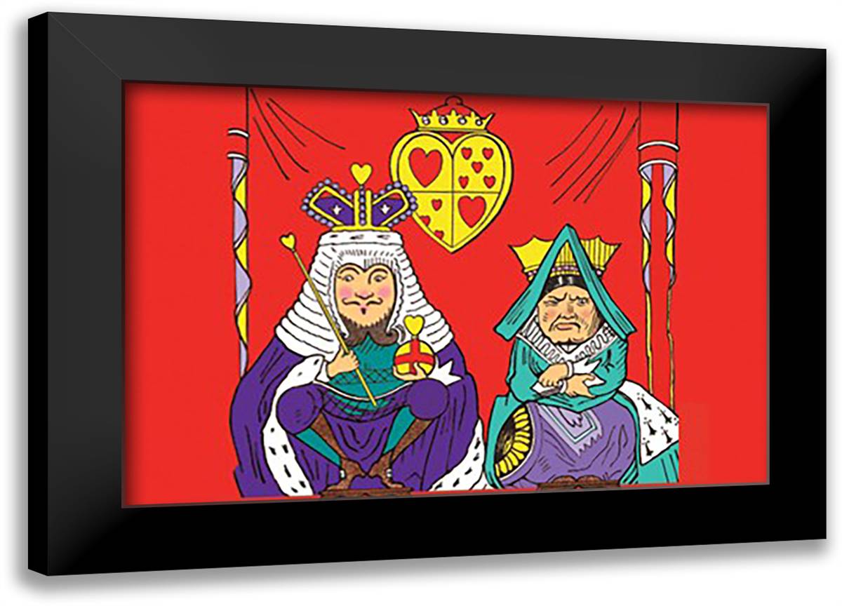 Alice in Wonderland: The King and Queen of Hearts 22x16 Black Modern Wood Framed Art Print Poster by Tenniel, John