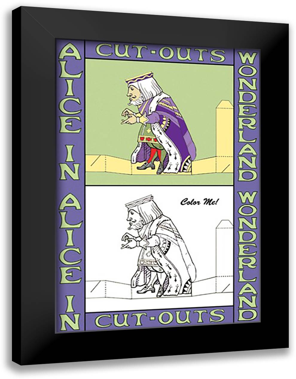 Alice in Wonderland: The King - Color Me! 16x22 Black Modern Wood Framed Art Print Poster by Tenniel, John