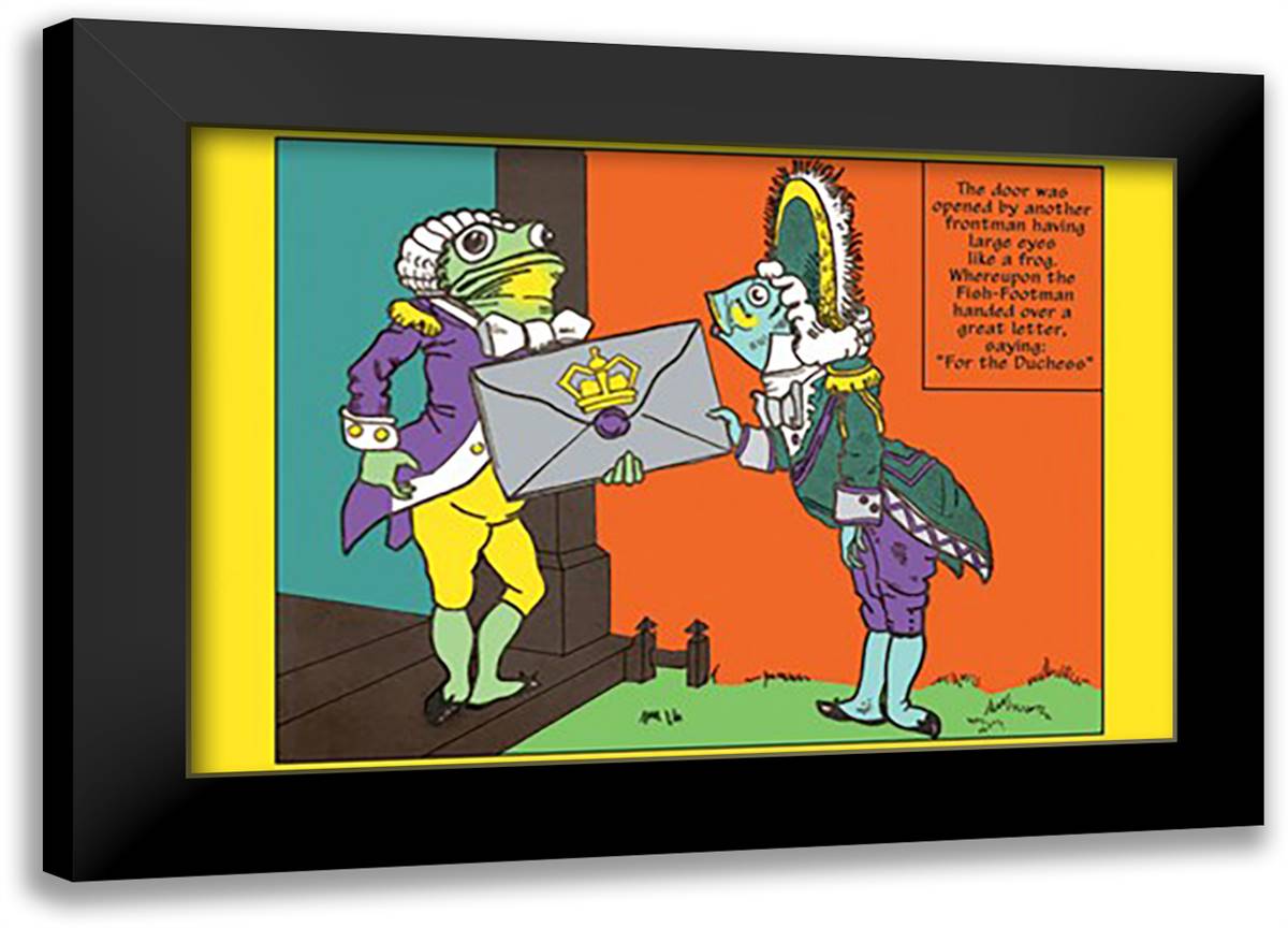 Alice in Wonderland: Frontman and Footman 22x16 Black Modern Wood Framed Art Print Poster by Tenniel, John