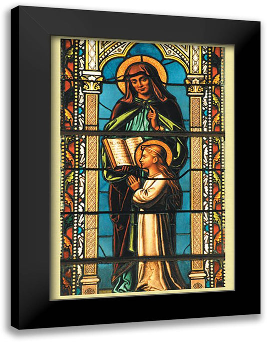 Christian Scene in Stained Glass 16x22 Black Modern Wood Framed Art Print Poster