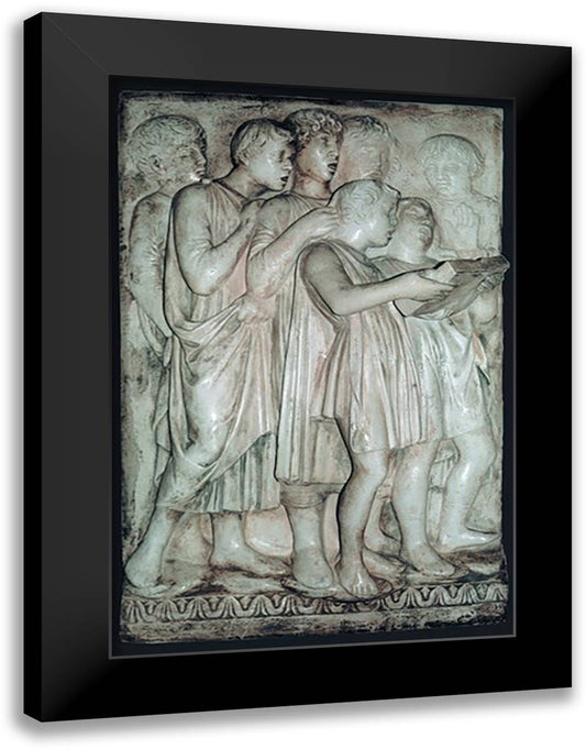 Choir Boys in Marble Relief 16x22 Black Modern Wood Framed Art Print Poster