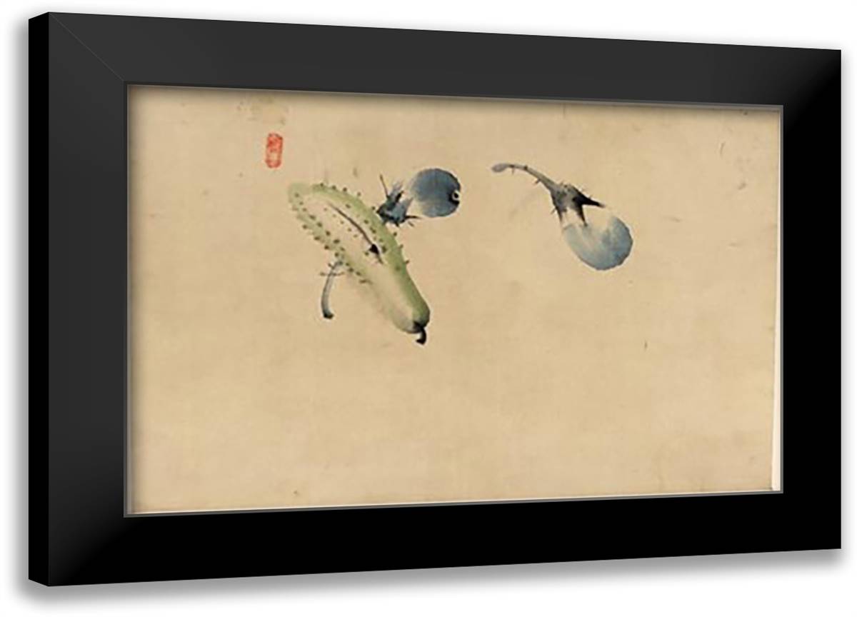 Japanese Pickle & Plums 22x16 Black Modern Wood Framed Art Print Poster
