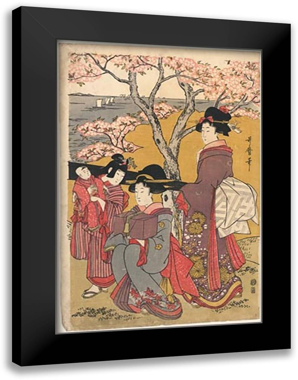 Picnic Lunch 16x22 Black Modern Wood Framed Art Print Poster
