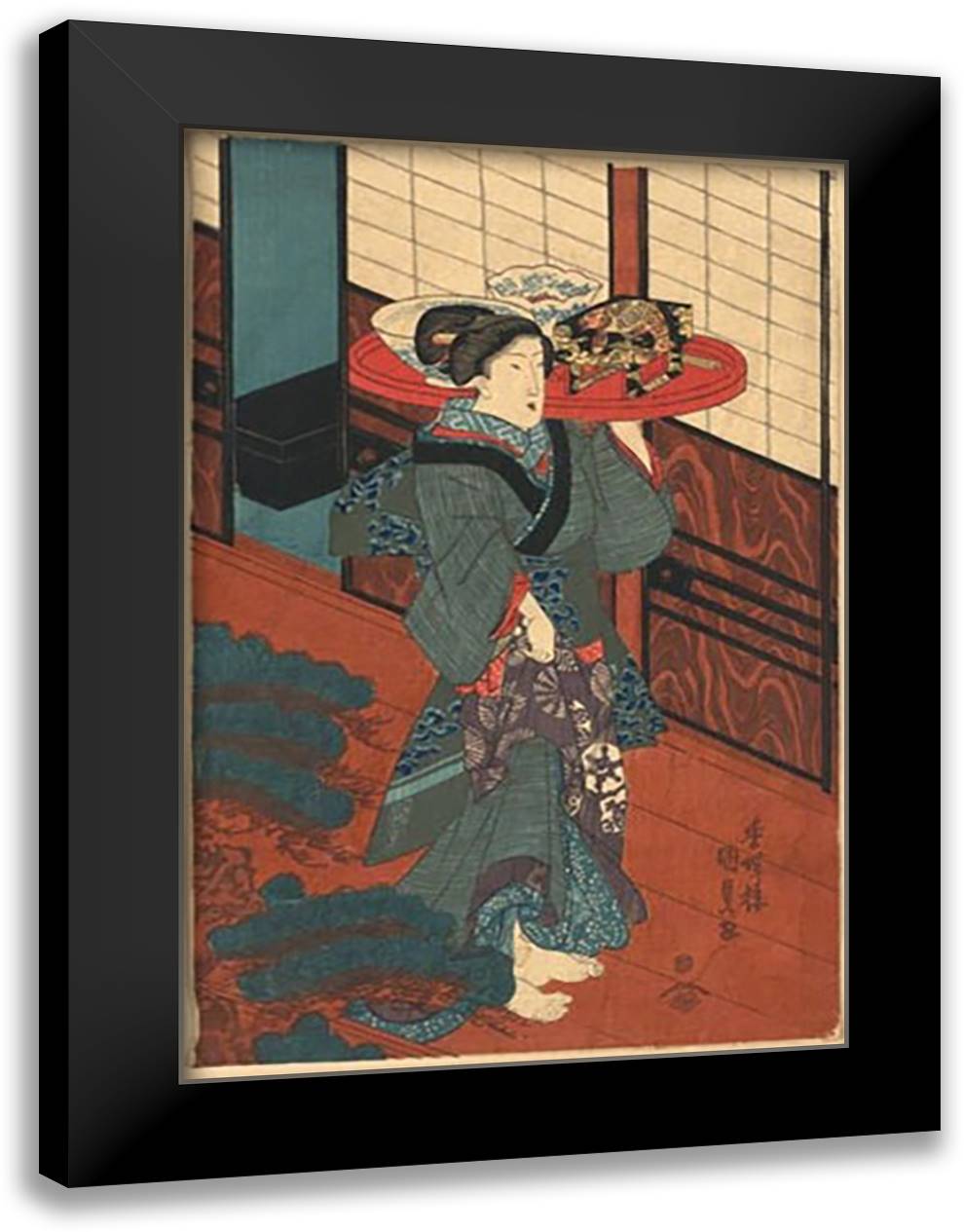 Food Service 16x22 Black Modern Wood Framed Art Print Poster