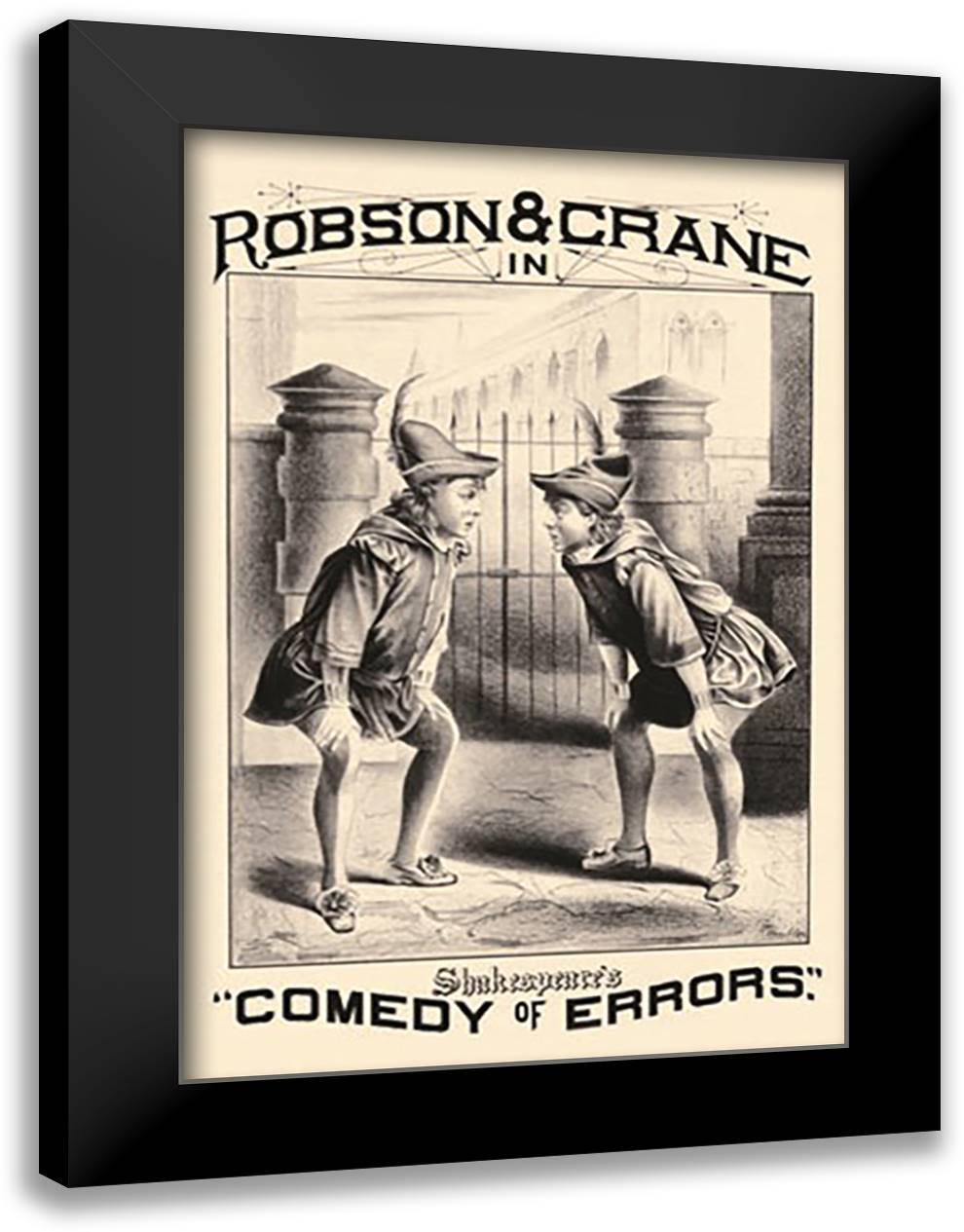 Comedy of Errors 16x22 Black Modern Wood Framed Art Print Poster by Muller, R.