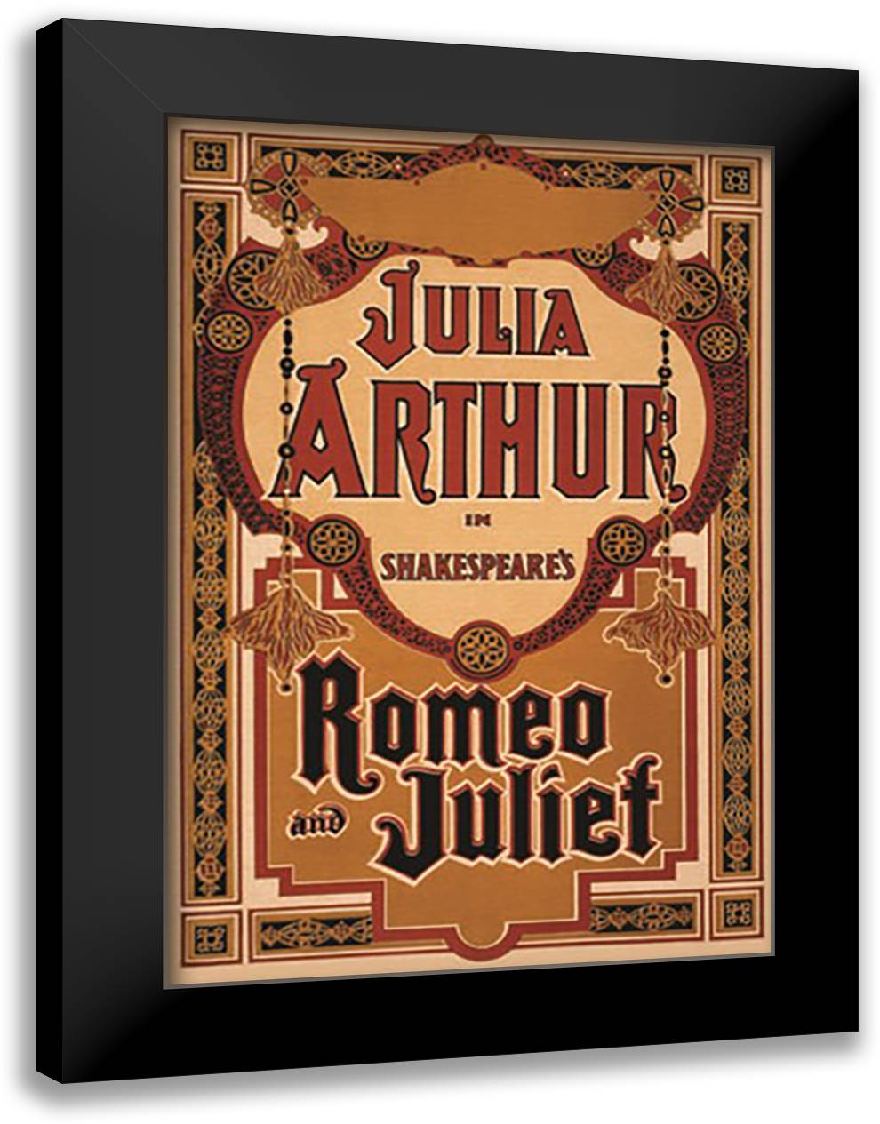 Romeo and Juliet 16x22 Black Modern Wood Framed Art Print Poster by Strobridge Litho Co.