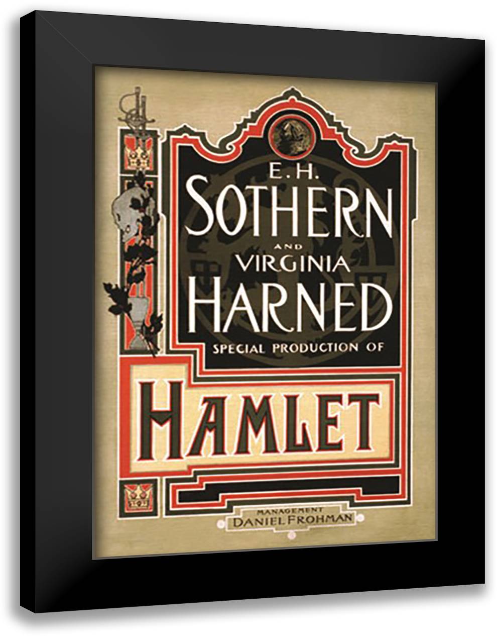 Hamlet 16x22 Black Modern Wood Framed Art Print Poster by Strobridge Litho Co.