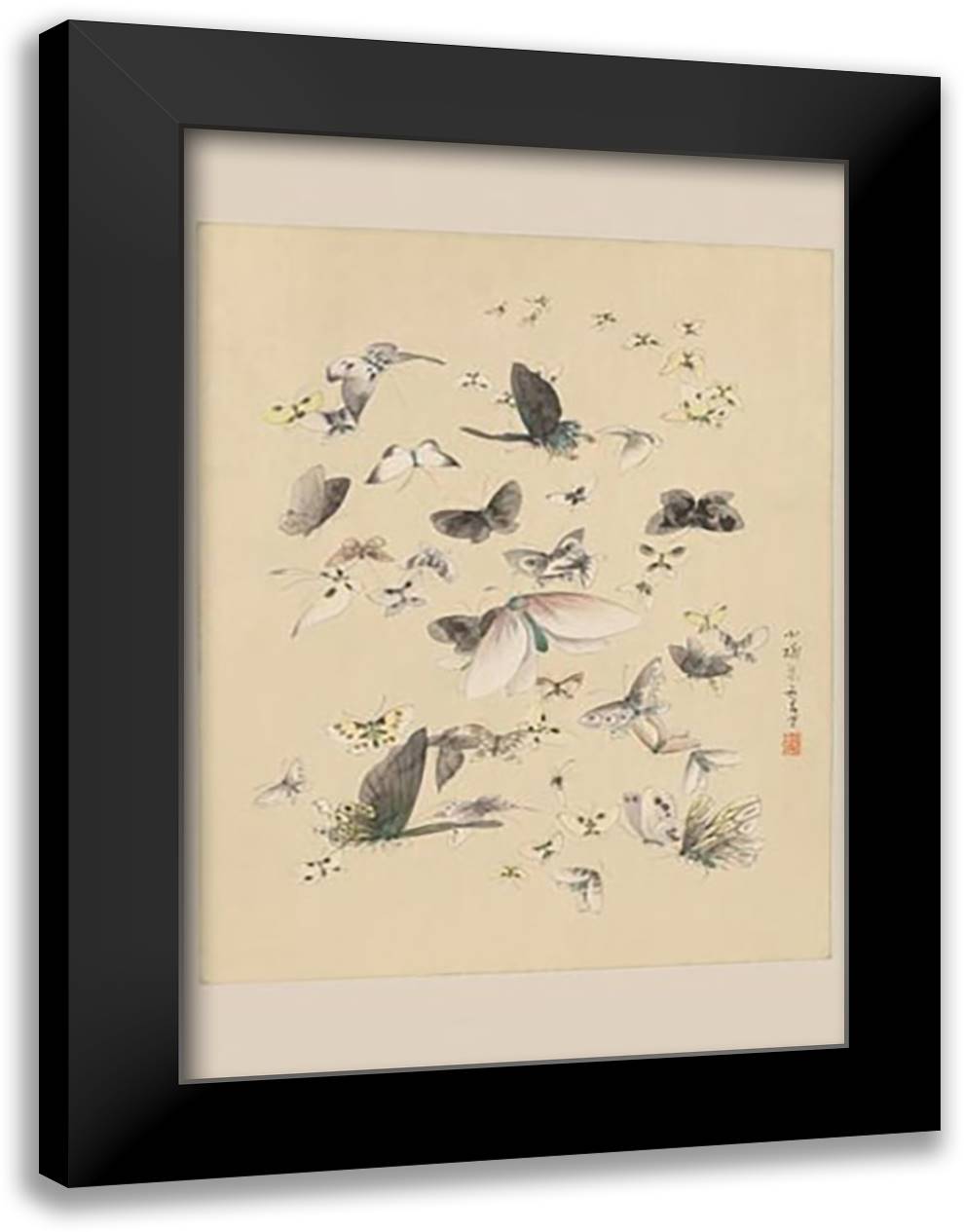 Butterflies 2 16x22 Black Modern Wood Framed Art Print Poster by Settso