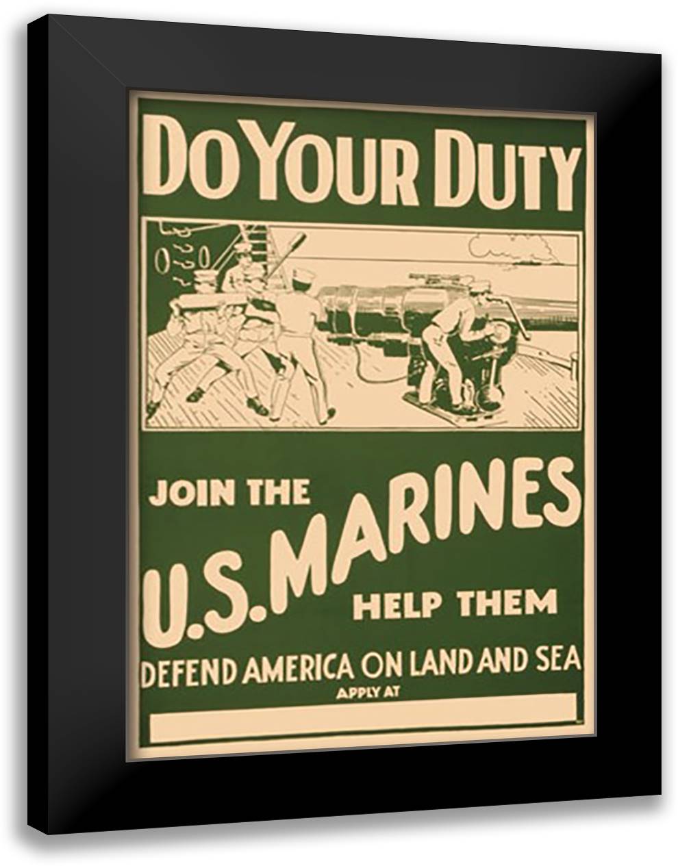 Do your Duty. Join the U.S. Marines 16x22 Black Modern Wood Framed Art Print Poster