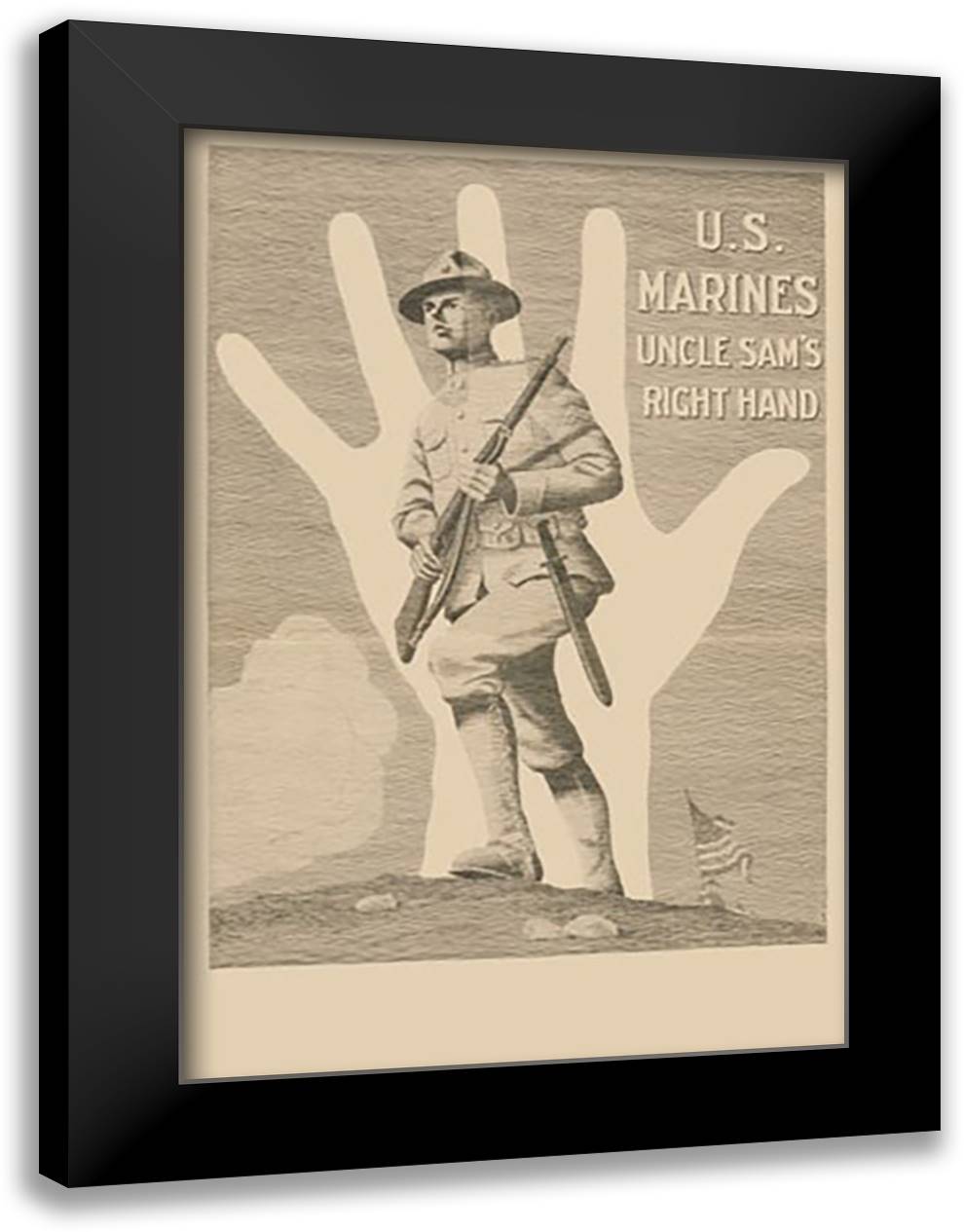U.S. Marines, Uncle Sam's right hand 16x22 Black Modern Wood Framed Art Print Poster by Mcbride, R.