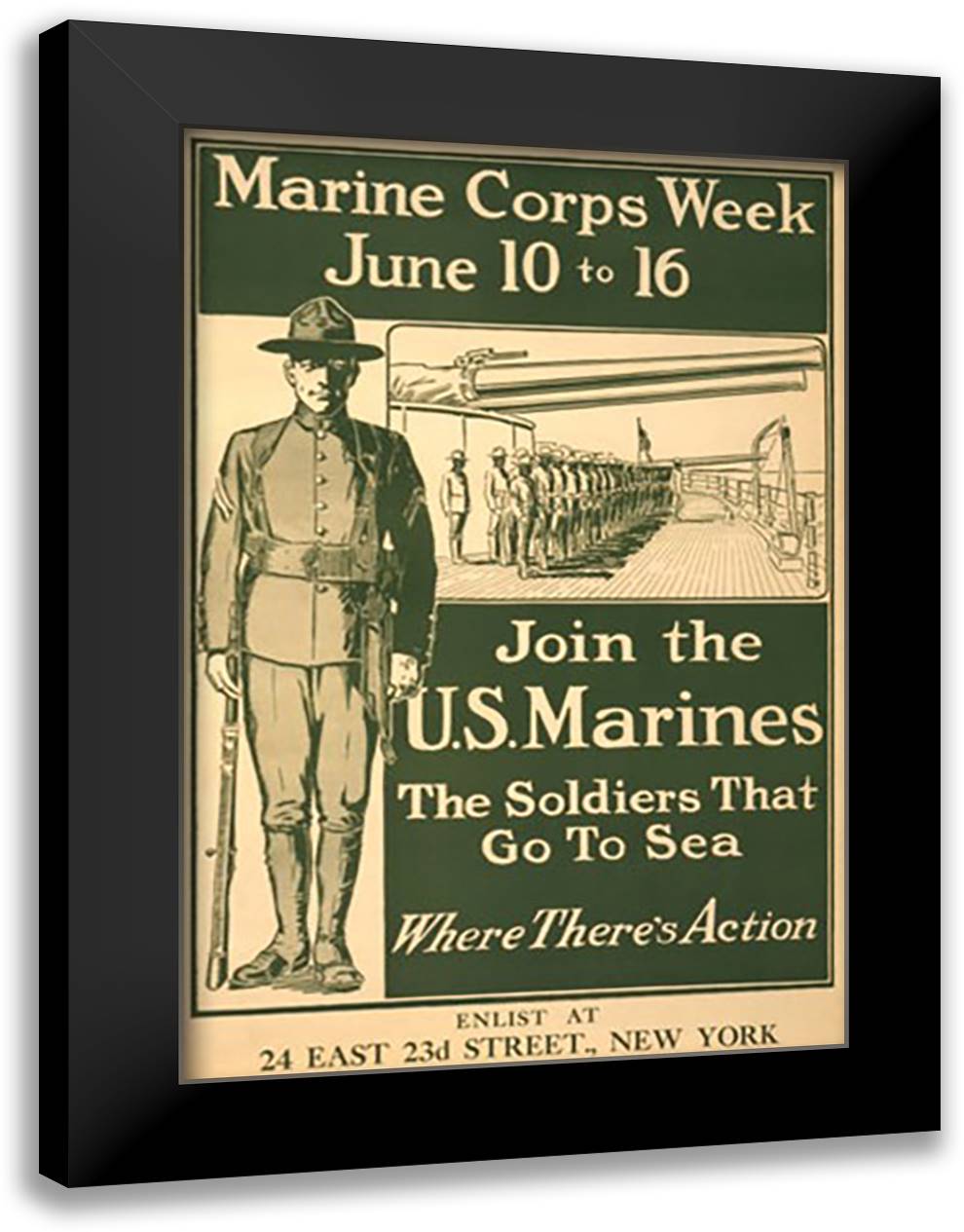 Marine Corps Week, June 10 to 16 - Join the U.S. Marines 16x22 Black Modern Wood Framed Art Print Poster