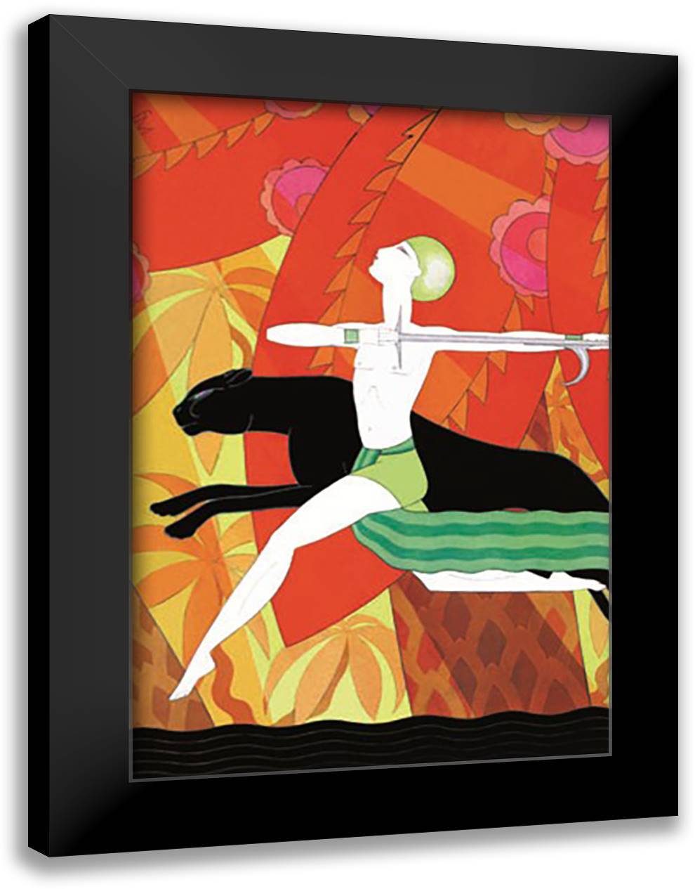 Mowgli and the Black Panther 16x22 Black Modern Wood Framed Art Print Poster by McIntosh, Frank