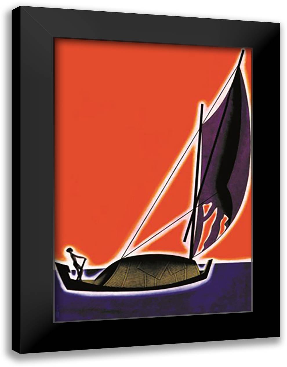 On One of the Seven Seas 16x22 Black Modern Wood Framed Art Print Poster by McIntosh, Frank