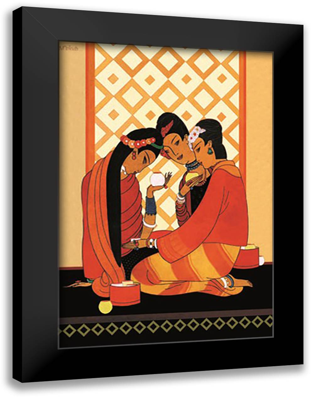 Burma-Gossip 16x22 Black Modern Wood Framed Art Print Poster by McIntosh, Frank