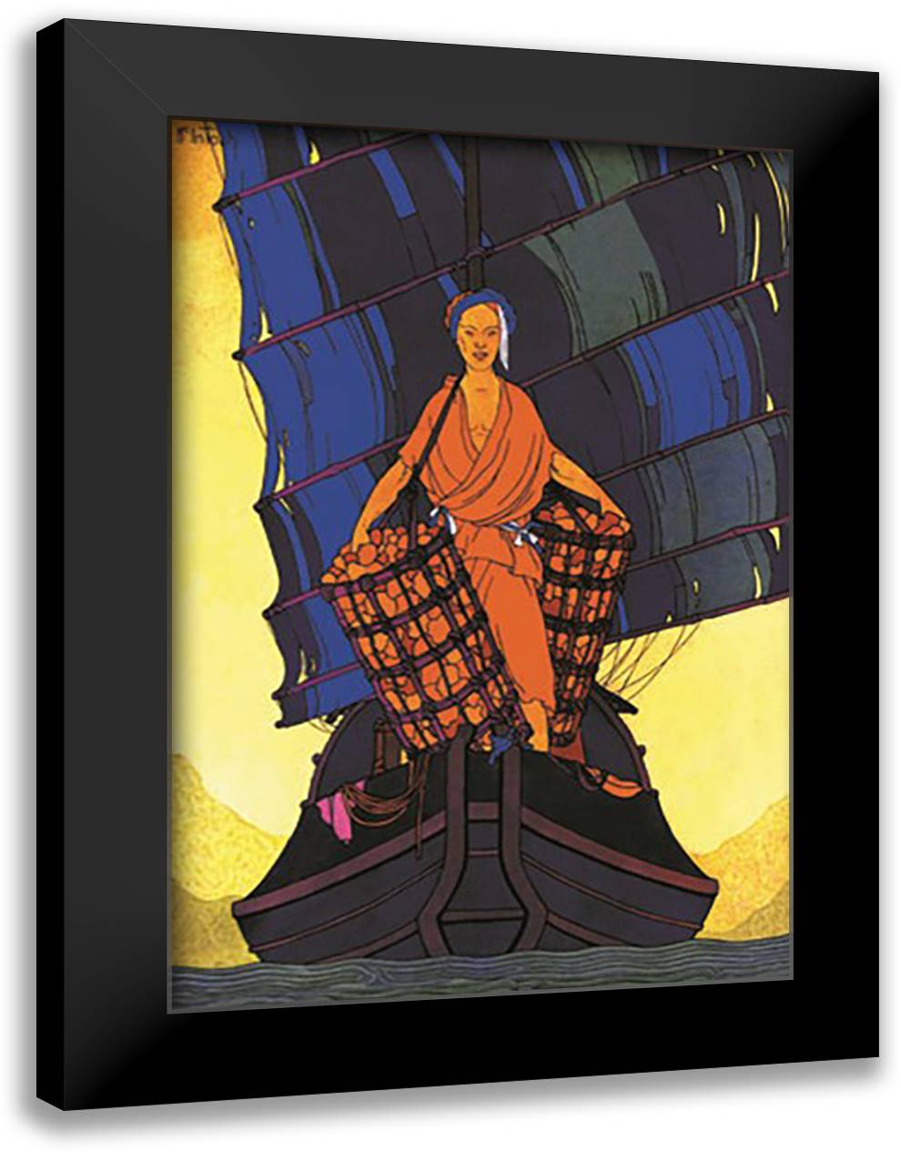 China-Cargoes 16x22 Black Modern Wood Framed Art Print Poster by McIntosh, Frank