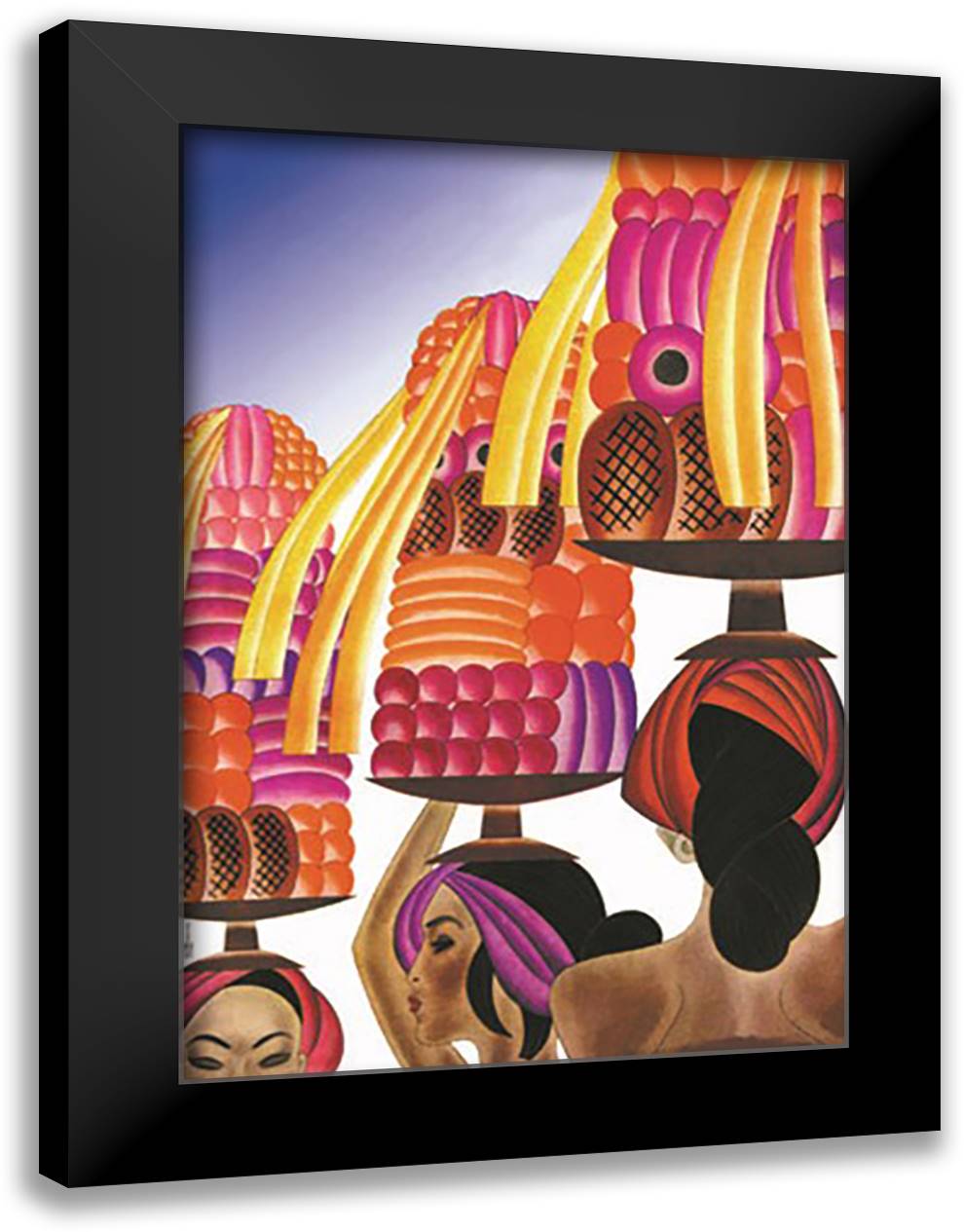 The Balinese Go Templewards 16x22 Black Modern Wood Framed Art Print Poster by McIntosh, Frank
