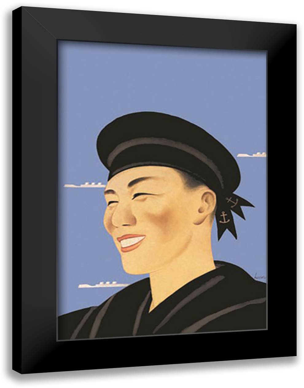 Japanese Sailor 16x22 Black Modern Wood Framed Art Print Poster by McIntosh, Frank