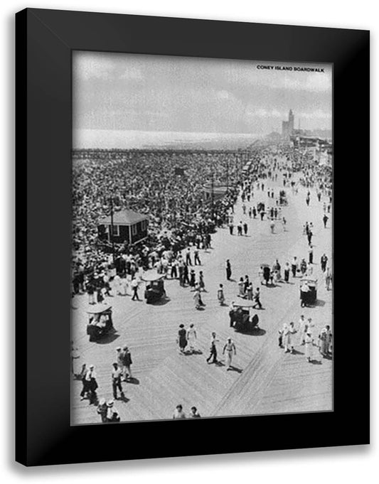 Coney Island Boardwalk 16x22 Black Modern Wood Framed Art Print Poster