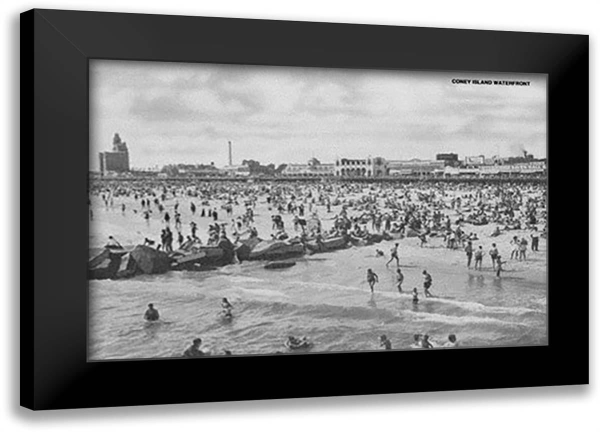 Coney Island Waterfront 22x16 Black Modern Wood Framed Art Print Poster