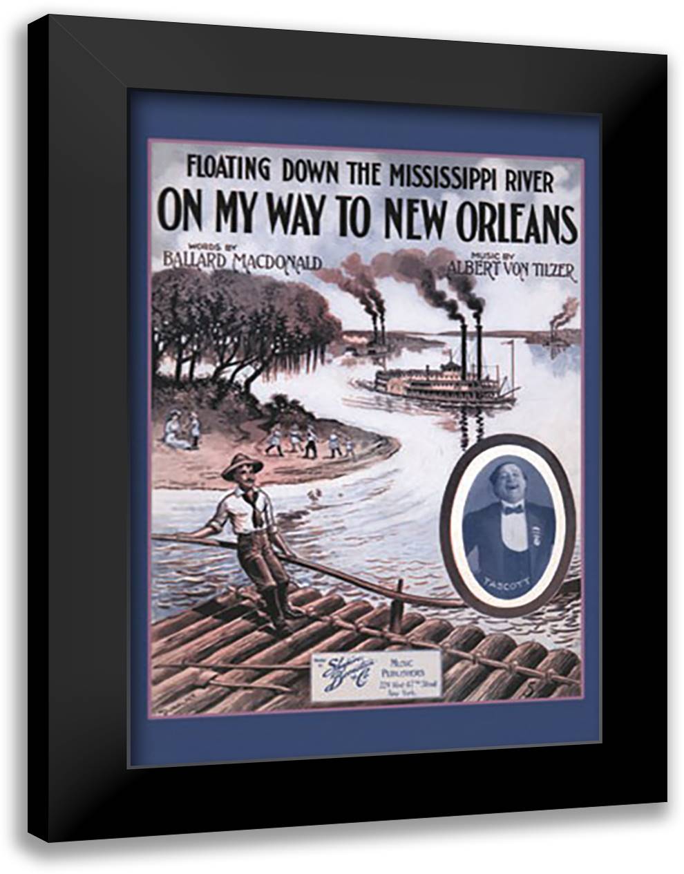 Floating down the Mississippi River on my way to New Orleans 16x22 Black Modern Wood Framed Art Print Poster by Dunk