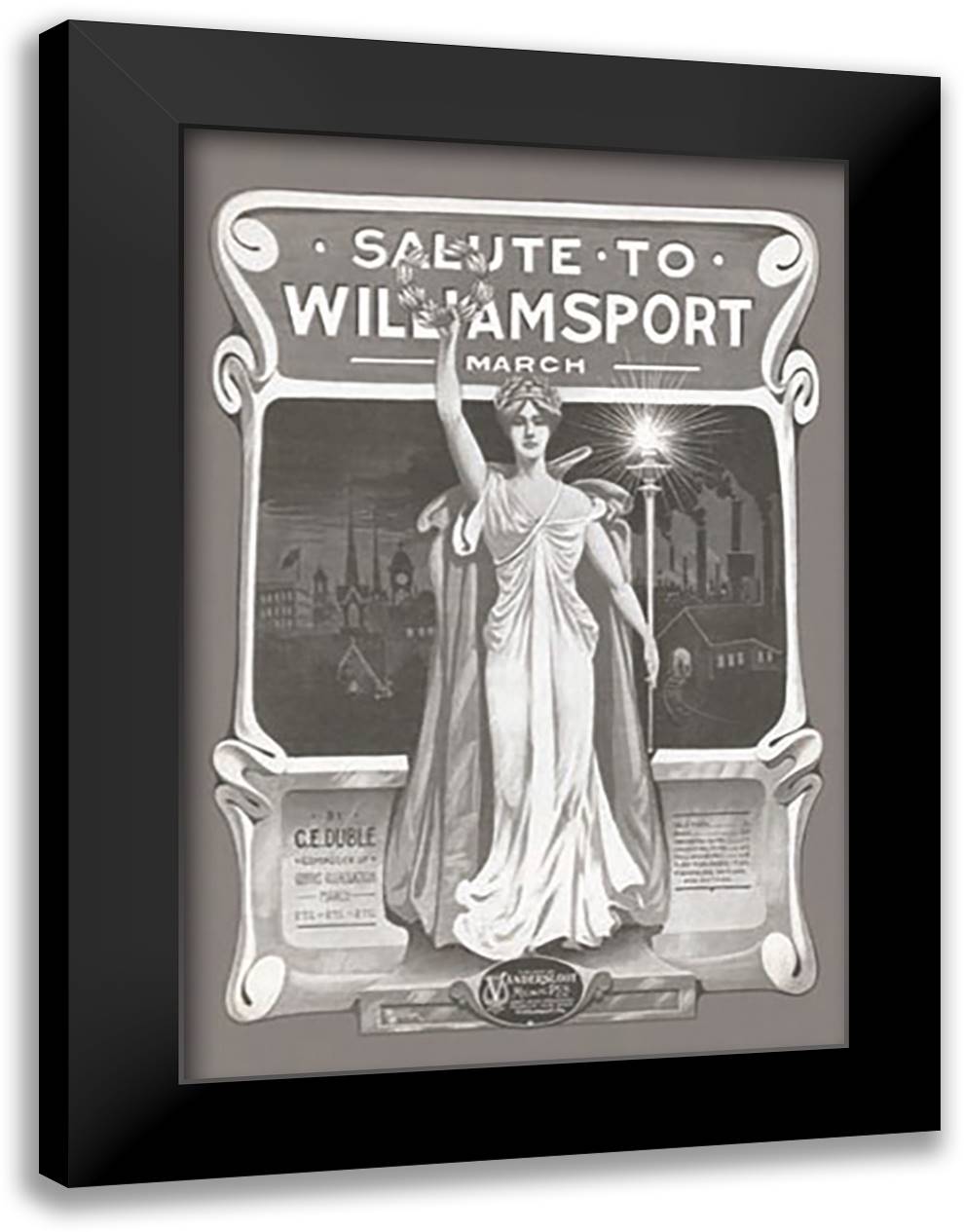 Salute to Williamsport March 16x22 Black Modern Wood Framed Art Print Poster by Dittmar